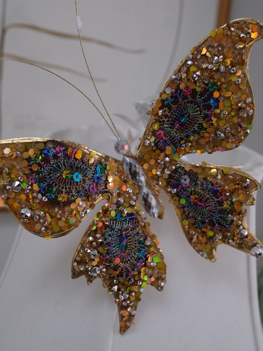 Large Decorative Sequin Butterfly Clip Ornament